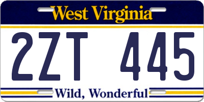 WV license plate 2ZT445