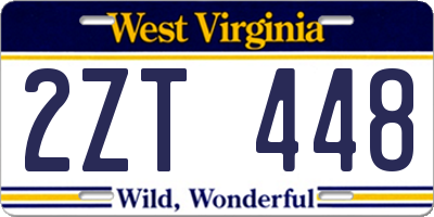 WV license plate 2ZT448