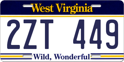 WV license plate 2ZT449