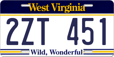 WV license plate 2ZT451