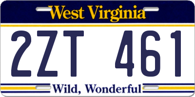 WV license plate 2ZT461