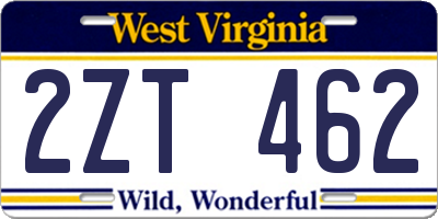 WV license plate 2ZT462