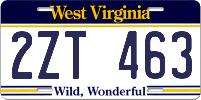 WV license plate 2ZT463