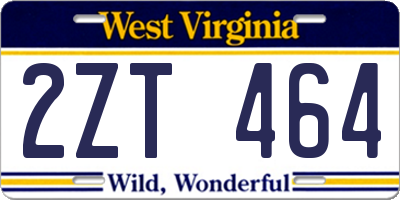 WV license plate 2ZT464