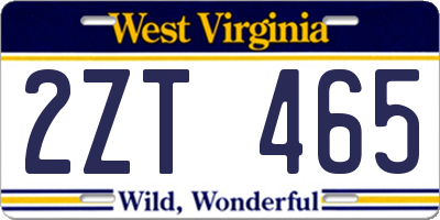 WV license plate 2ZT465