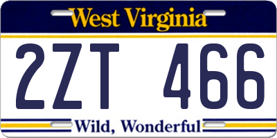 WV license plate 2ZT466