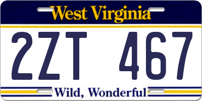 WV license plate 2ZT467