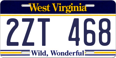 WV license plate 2ZT468