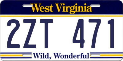 WV license plate 2ZT471
