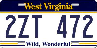 WV license plate 2ZT472