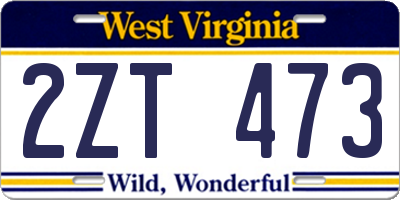 WV license plate 2ZT473