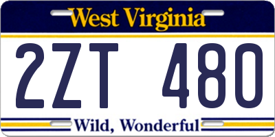 WV license plate 2ZT480