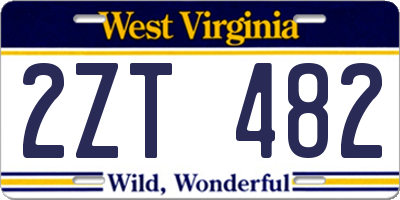 WV license plate 2ZT482