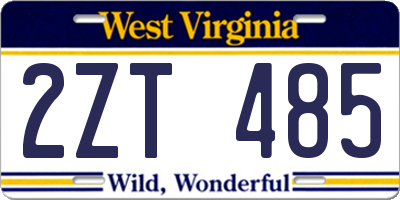 WV license plate 2ZT485