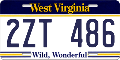 WV license plate 2ZT486