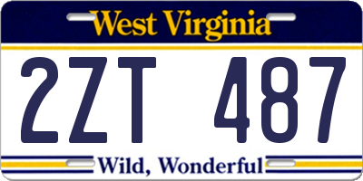 WV license plate 2ZT487
