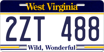 WV license plate 2ZT488