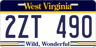 WV license plate 2ZT490