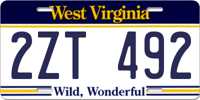 WV license plate 2ZT492