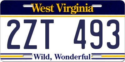 WV license plate 2ZT493