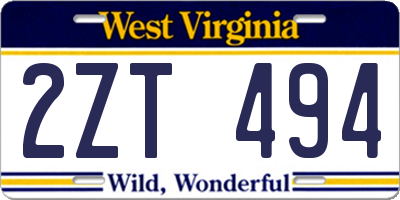 WV license plate 2ZT494
