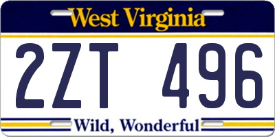 WV license plate 2ZT496