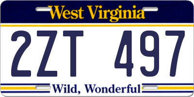 WV license plate 2ZT497