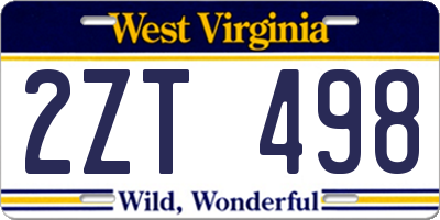 WV license plate 2ZT498