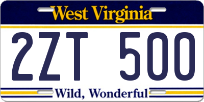 WV license plate 2ZT500