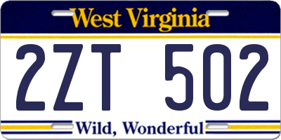 WV license plate 2ZT502