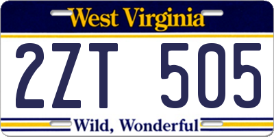 WV license plate 2ZT505
