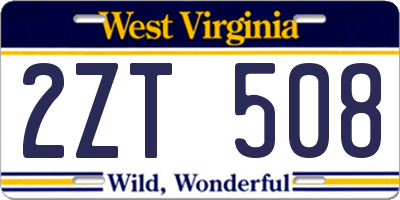WV license plate 2ZT508