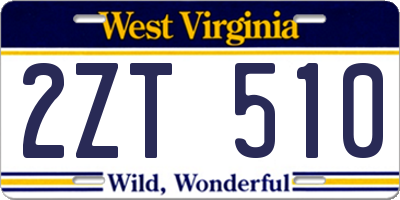 WV license plate 2ZT510