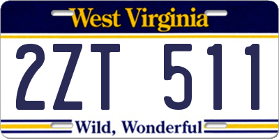 WV license plate 2ZT511
