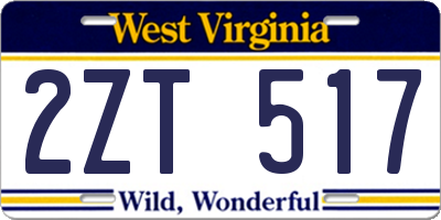 WV license plate 2ZT517