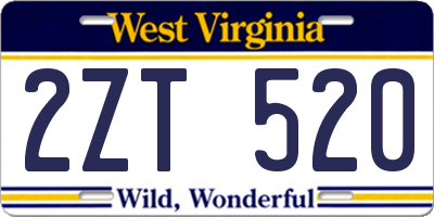WV license plate 2ZT520