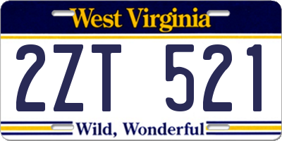 WV license plate 2ZT521
