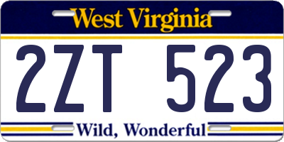 WV license plate 2ZT523