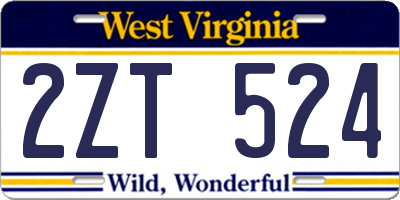 WV license plate 2ZT524