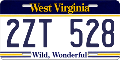 WV license plate 2ZT528