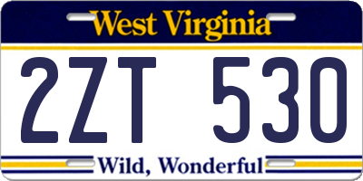 WV license plate 2ZT530