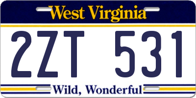WV license plate 2ZT531