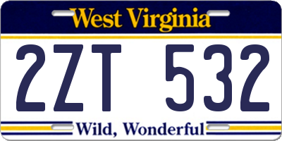 WV license plate 2ZT532