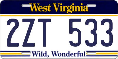WV license plate 2ZT533
