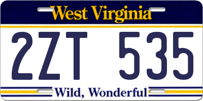 WV license plate 2ZT535