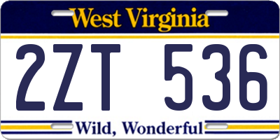 WV license plate 2ZT536