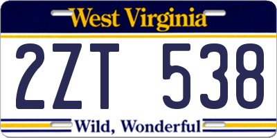 WV license plate 2ZT538