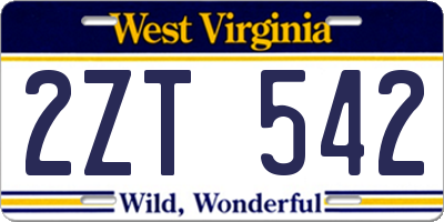 WV license plate 2ZT542