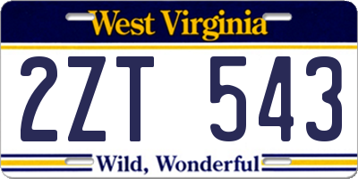 WV license plate 2ZT543