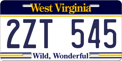 WV license plate 2ZT545